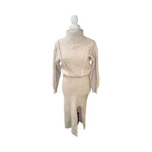 Saylor Ivory Textured Knit Maxi Sweater Dress Small